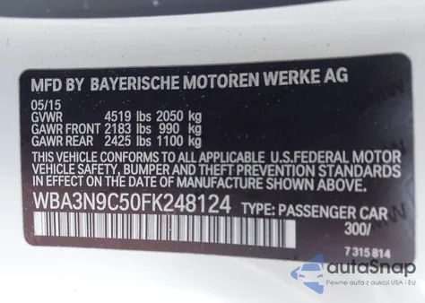 2015 BMW 428I xDrive from USA, damaged, VIN WBA3N9C50FK248124